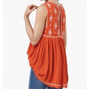 Free People Women's Sleeveless Orange Top Xs